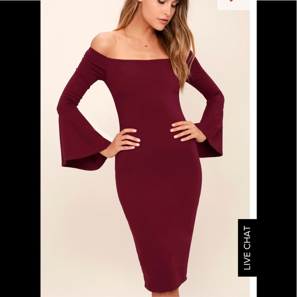 LULUS ALL SHE WANTS BURGUNDY MIDI DRESS Sz Small - Picture 5 of 8